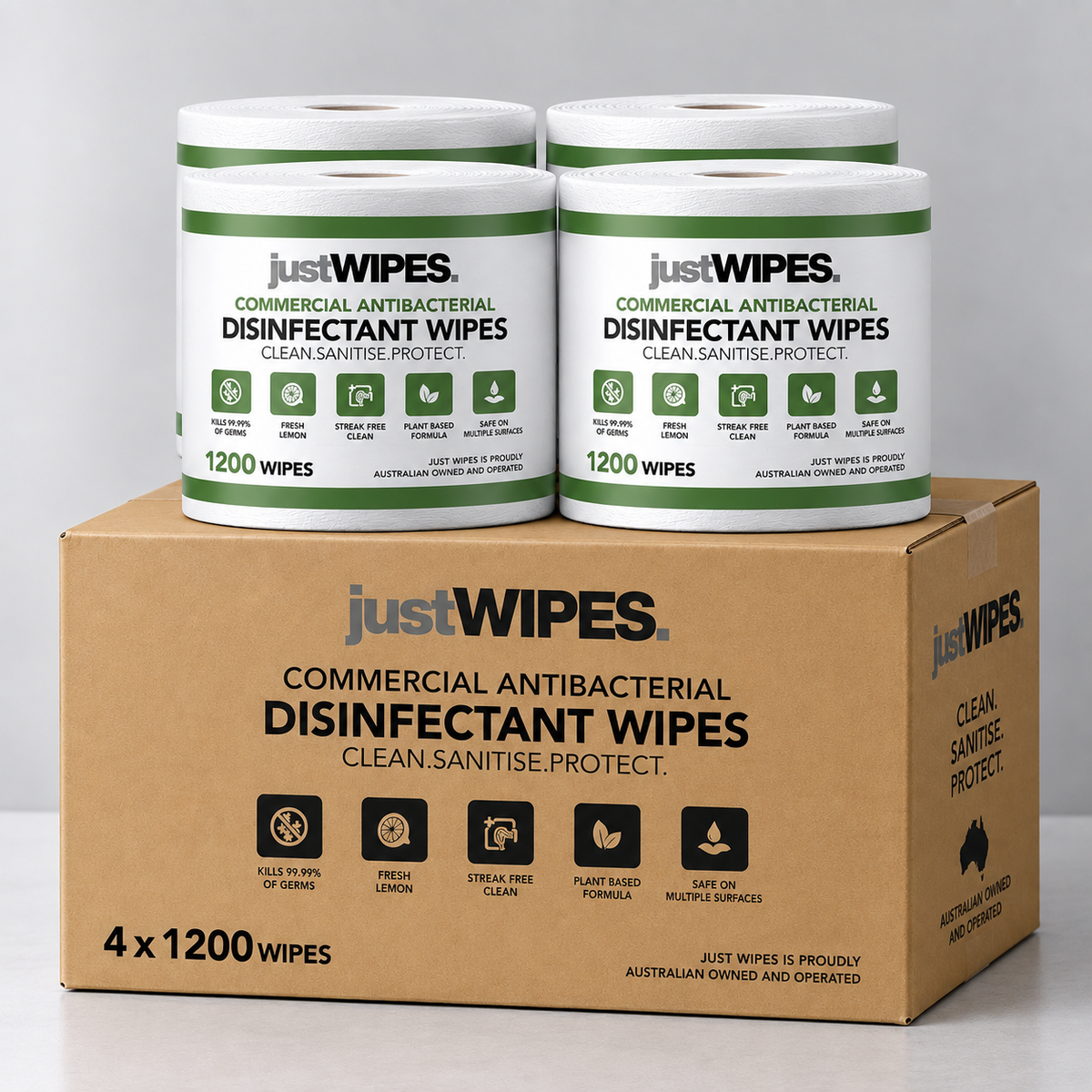 Just Wipes commercial antibacterial disinfectant wipes
